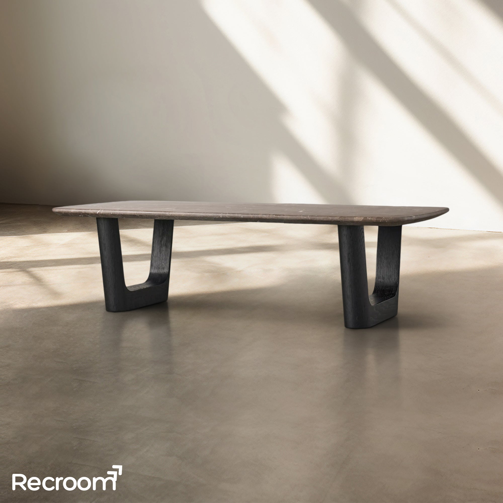 San Germani 72" Stone Coffee Table with Rennes Base in Espresso - Zonesus