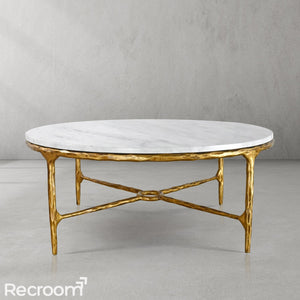 Thaddeo Marble Round Coffee Table Style O - Zonesus
