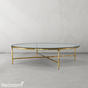 Thaddeo Glass Round Coffee Table 36" 55" - Zonesus