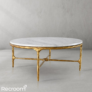 Thaddeo Marble Round Coffee Table Style O - Zonesus