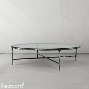 Thaddeo Glass Round Coffee Table 36" 55" - Zonesus