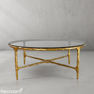 Thaddeo Glass Round Coffee Table 36" 55" - Zonesus