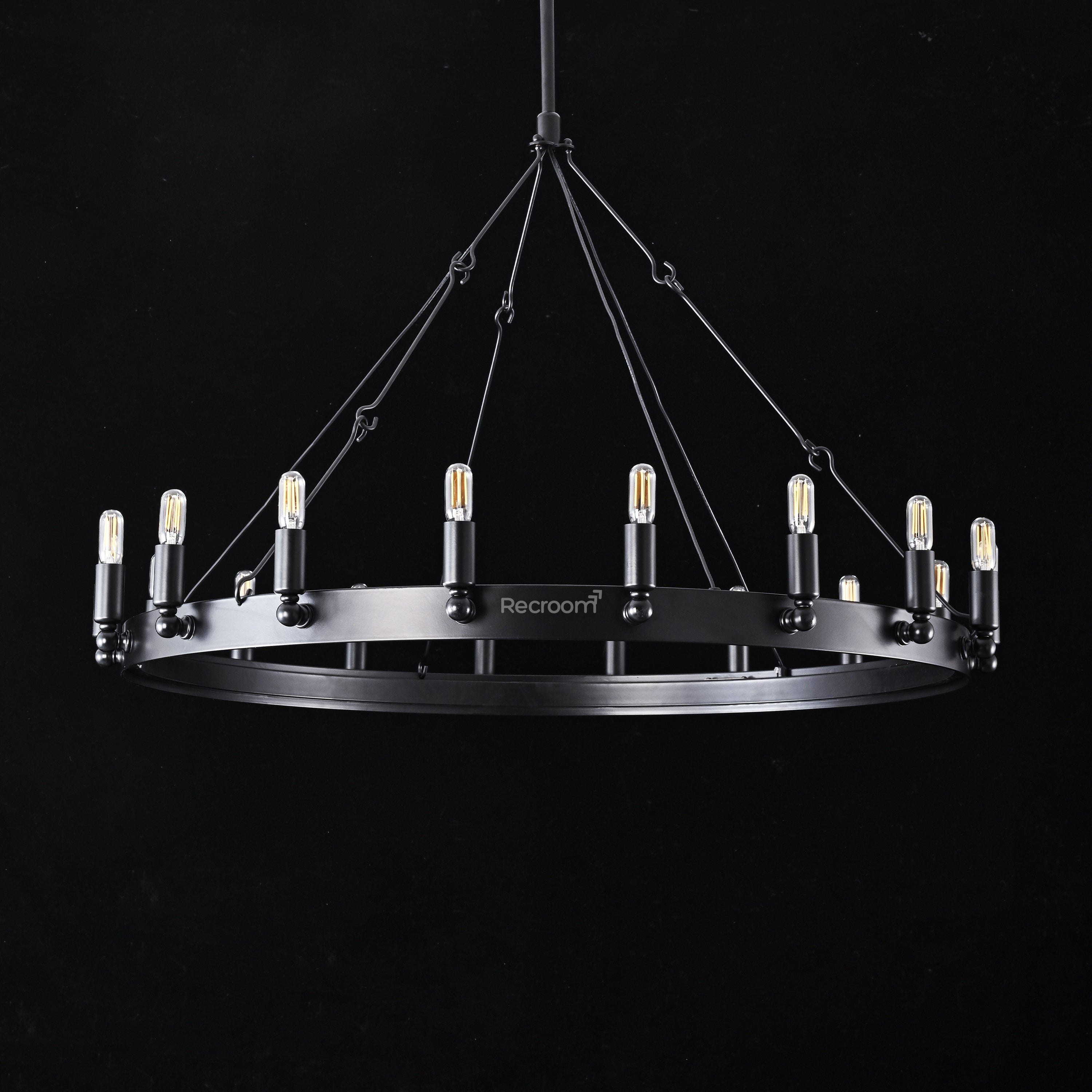 Caminon Vintage Filament Round Chandelier 38" - Zonesus