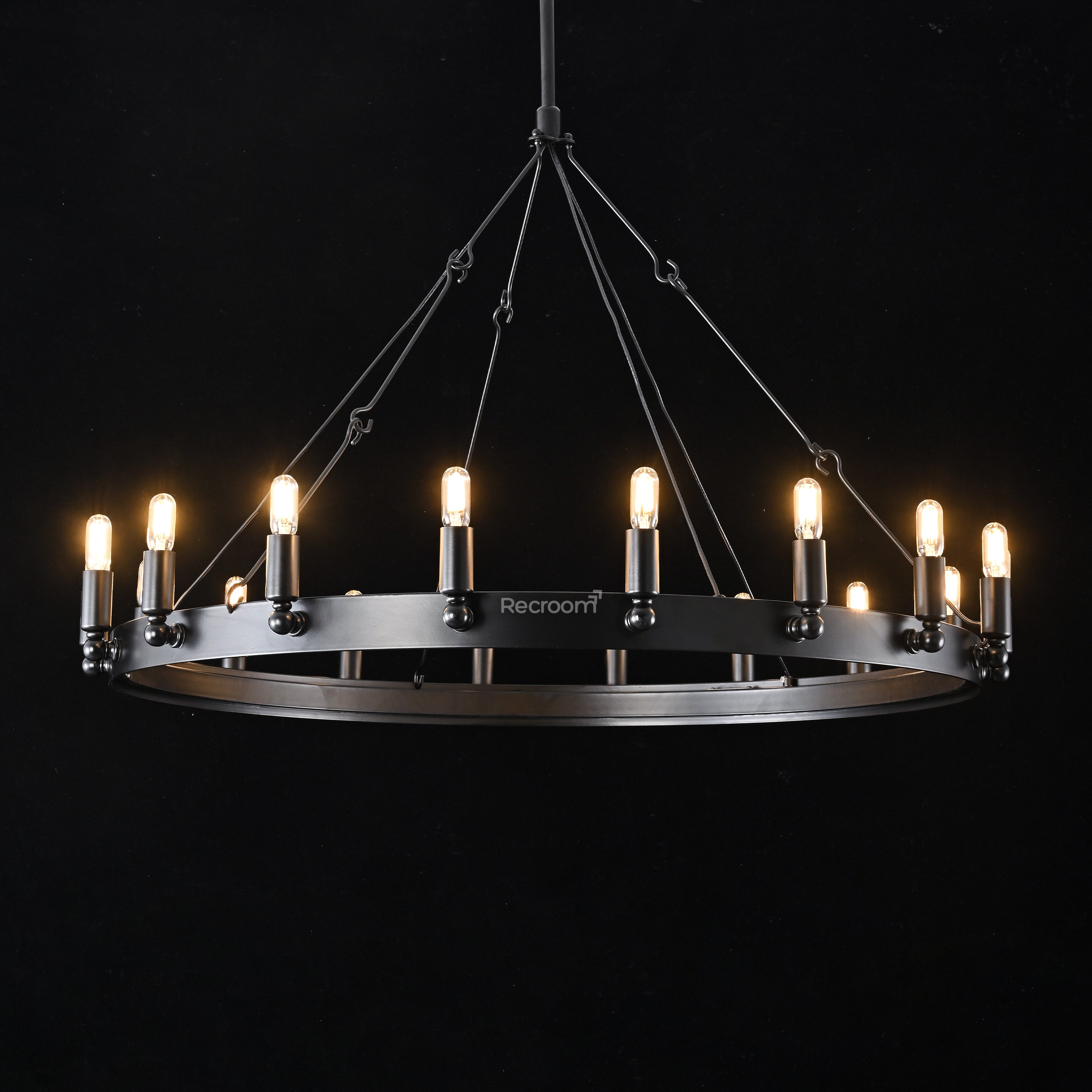 Caminon Vintage Filament Round Chandelier 38" - Zonesus