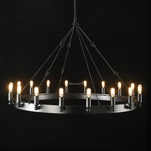Caminon Vintage Filament Round Chandelier 38" - Zonesus