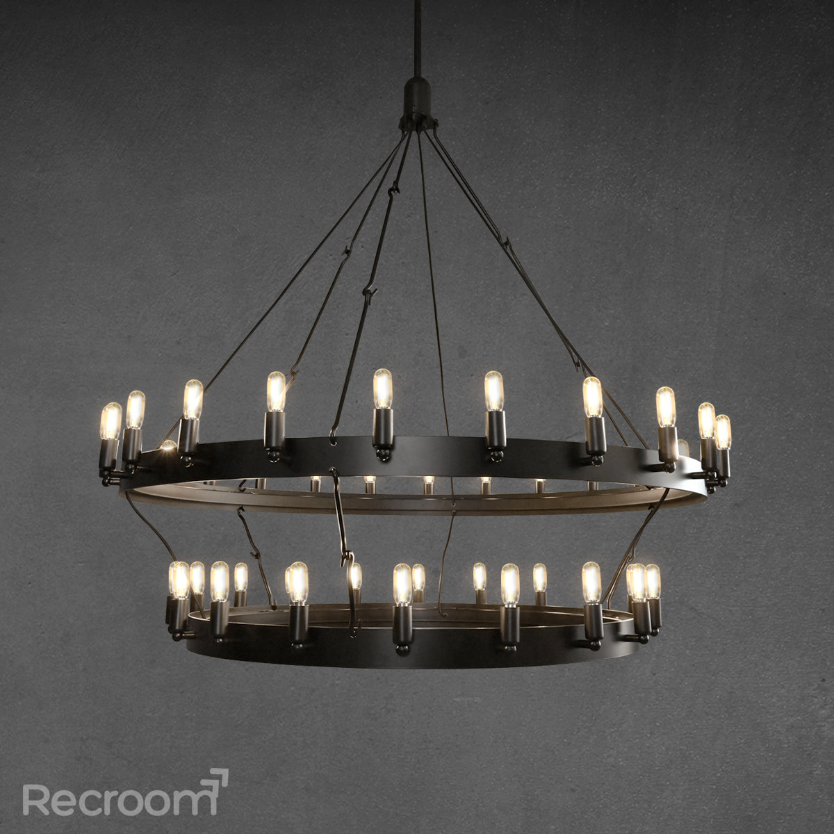 Caminon Vintage Filament Two-Tier Chandelier 38" - Zonesus