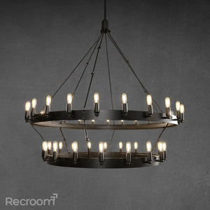 Caminon Vintage Filament Two-Tier Chandelier 38" - Zonesus