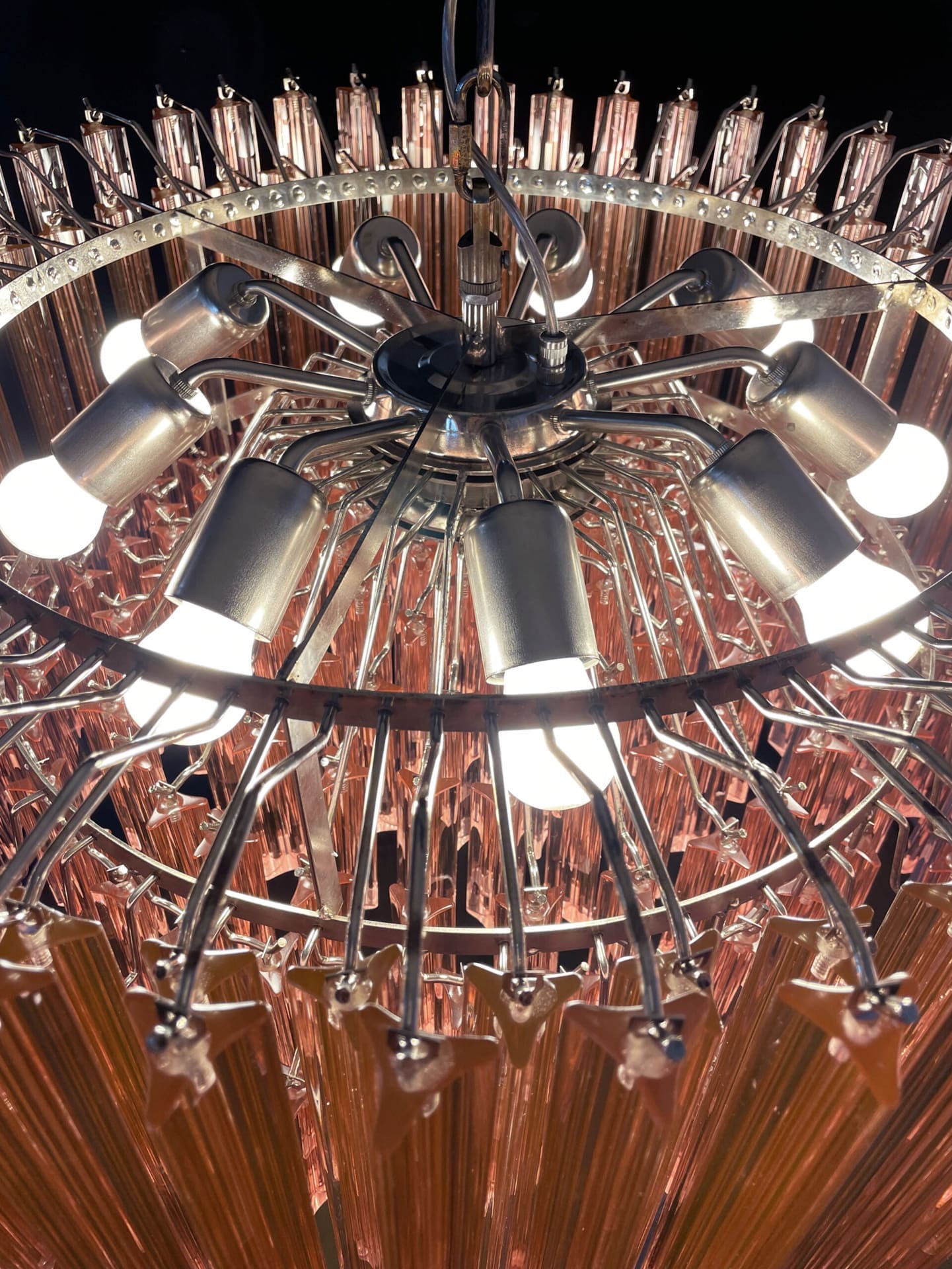Murano Chandelier – Triedri Round – 265 prisms – Pink - Zonesus