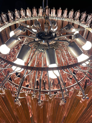 Murano Chandelier – Triedri Round – 265 prisms – Pink - Zonesus