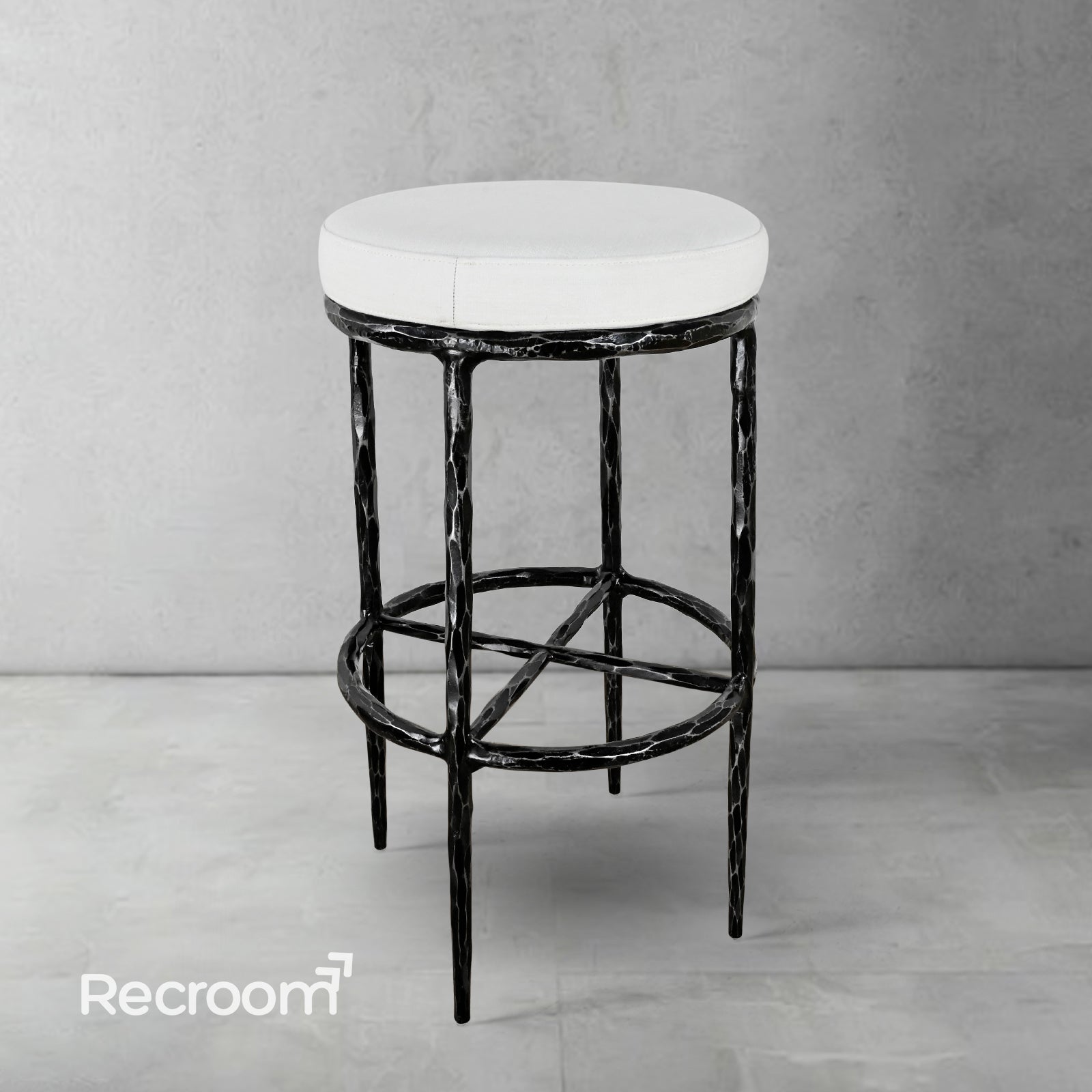 Thaddeo Backless Fabric Swivel Stool - Zonesus