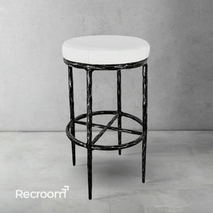 Thaddeo Backless Fabric Swivel Stool - Zonesus