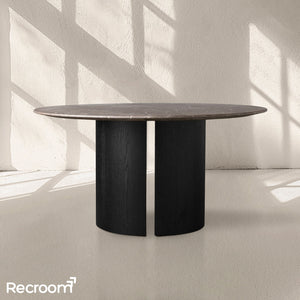 San Germani Round Stone Dining Table with Dauphine Base - Zonesus
