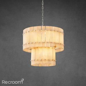 San Marconer Alabaster Round Tiered Chandelier 22" - Zonesus