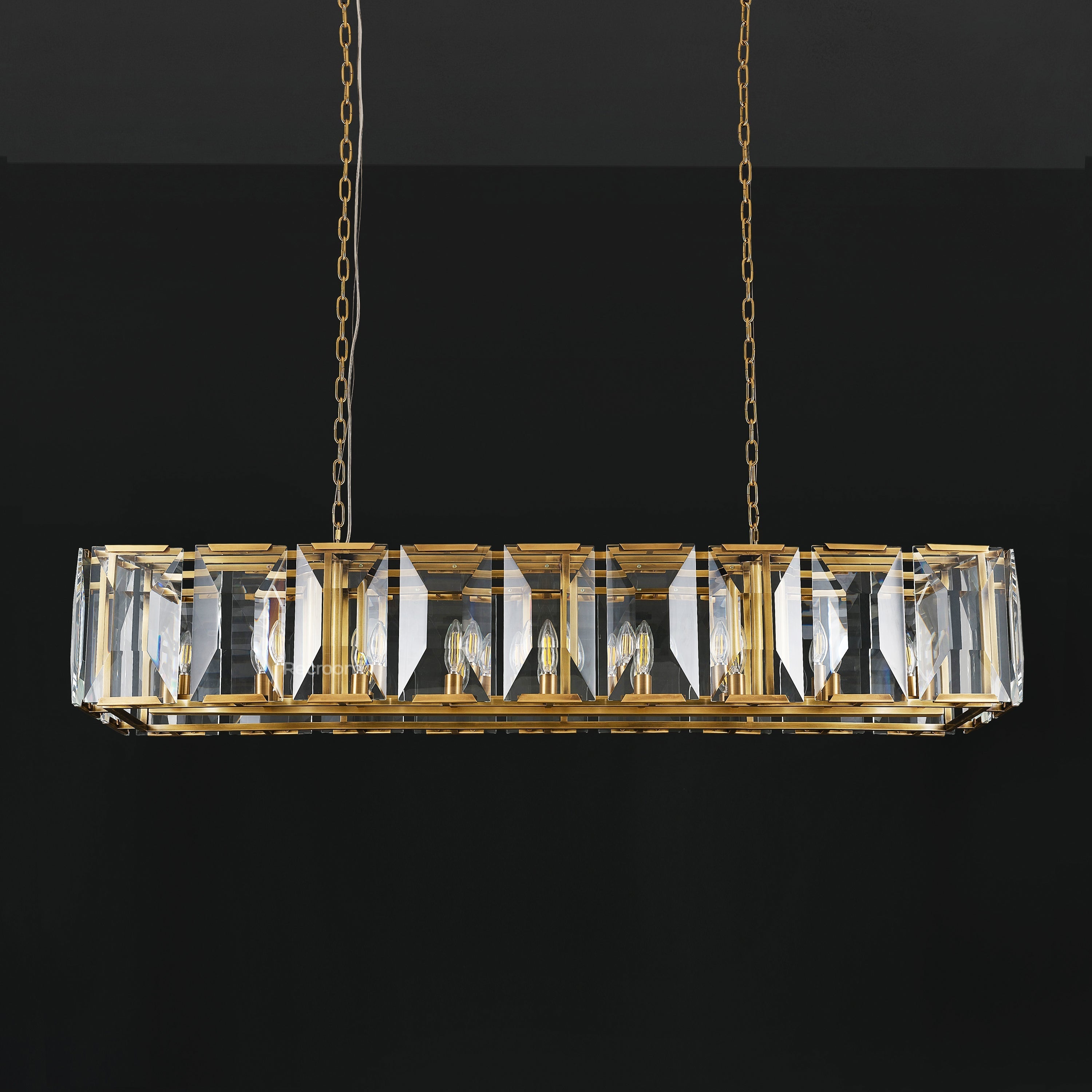 Harllow Multi Crystal Rectangular Chandelier 42“ 54” 62“ 74” - Zonesus