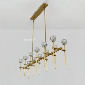 Boulew Crystal Glass Double Linear Chandelier 60" - Zonesus