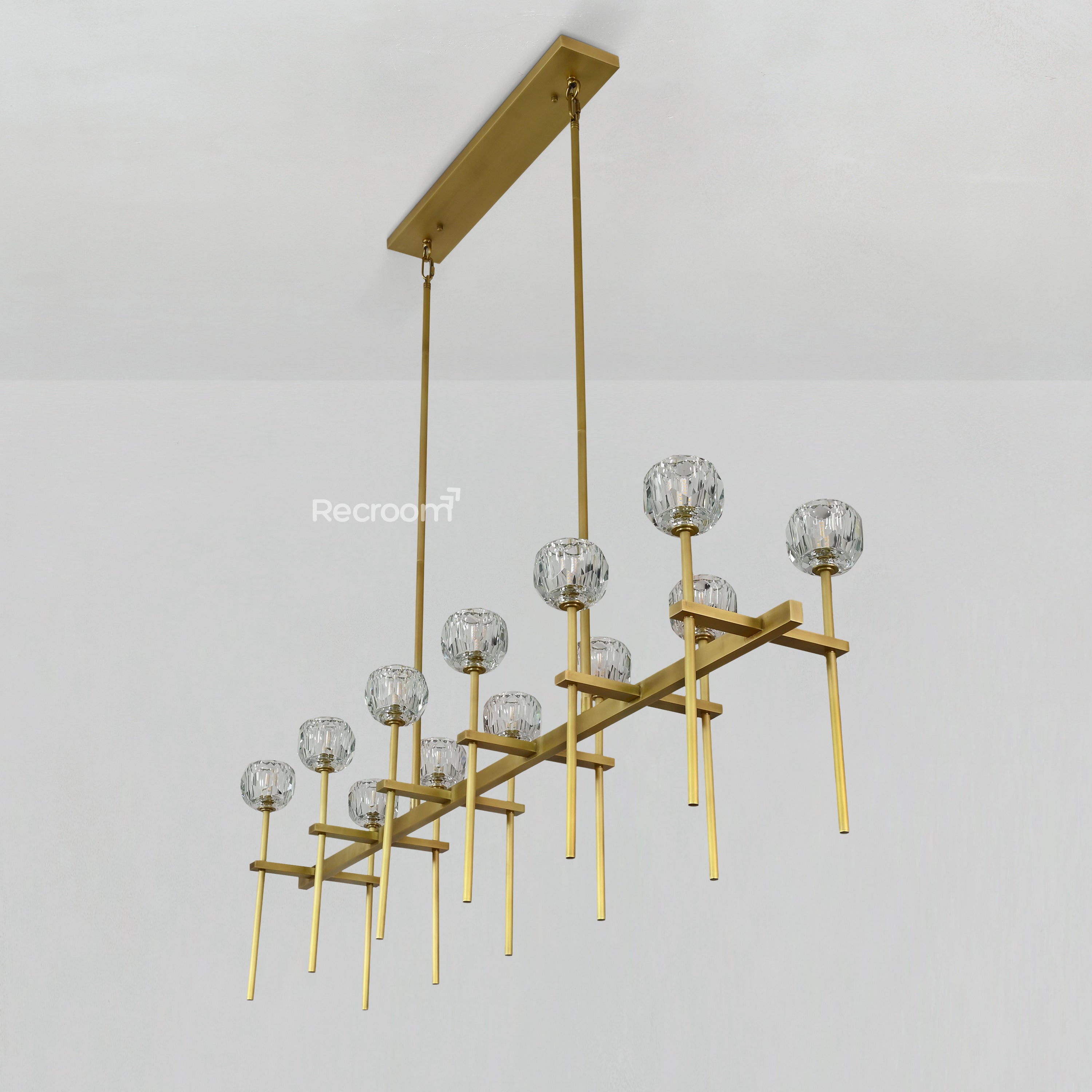 Boulew Crystal Glass Double Linear Chandelier 60" - Zonesus
