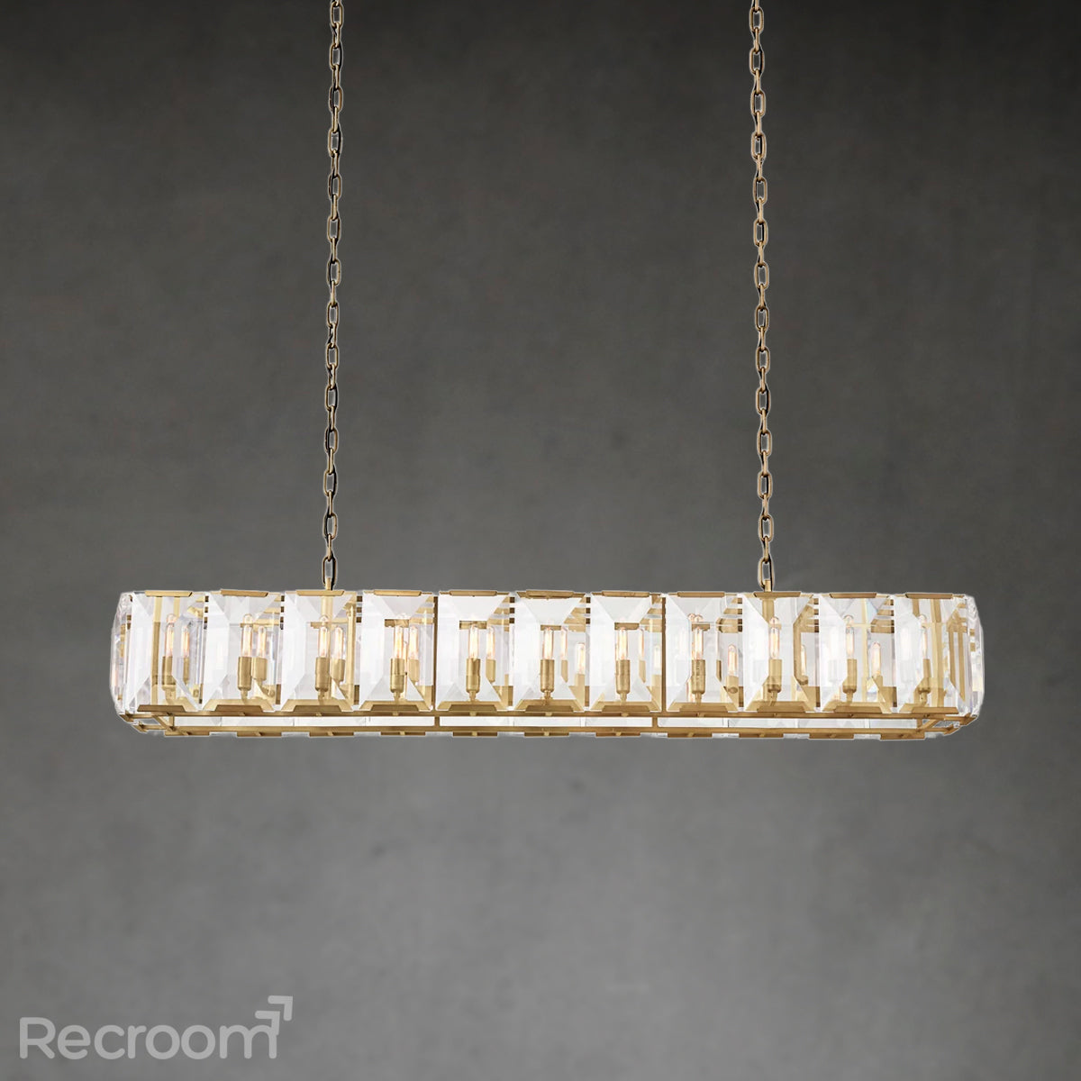Harllow Multi Crystal Rectangular Chandelier 42“ 54” 62“ 74” - Zonesus