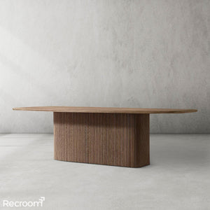 Muelho Pedestal Rectangular Wood Dining Table - Zonesus