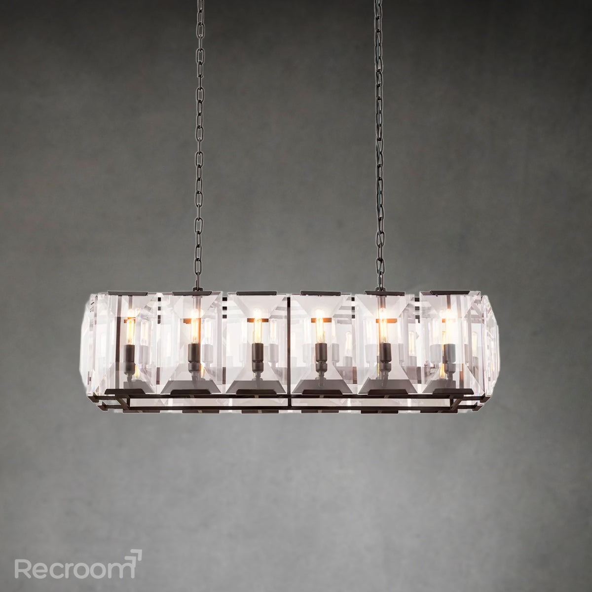Harllow Multi Crystal Rectangular Chandelier 42“ 54” 62“ 74” - Zonesus