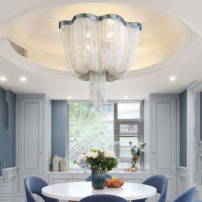 Tassel Ceiling Light Post-Modern Chandelier Aluminum Chain Light - Zonesus