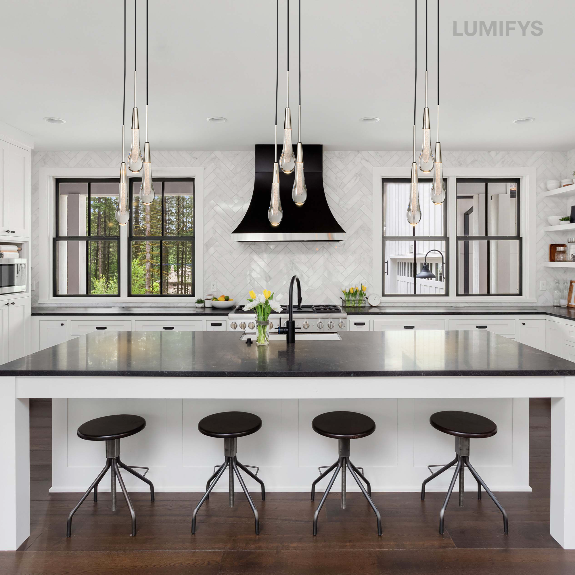 Solitaire Cluster Crystal Pendant 3 Light 5 Light 7Light - Zonesus