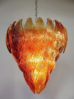 Murano Chandelier – 52 Felci glass leaves – Amber - Zonesus