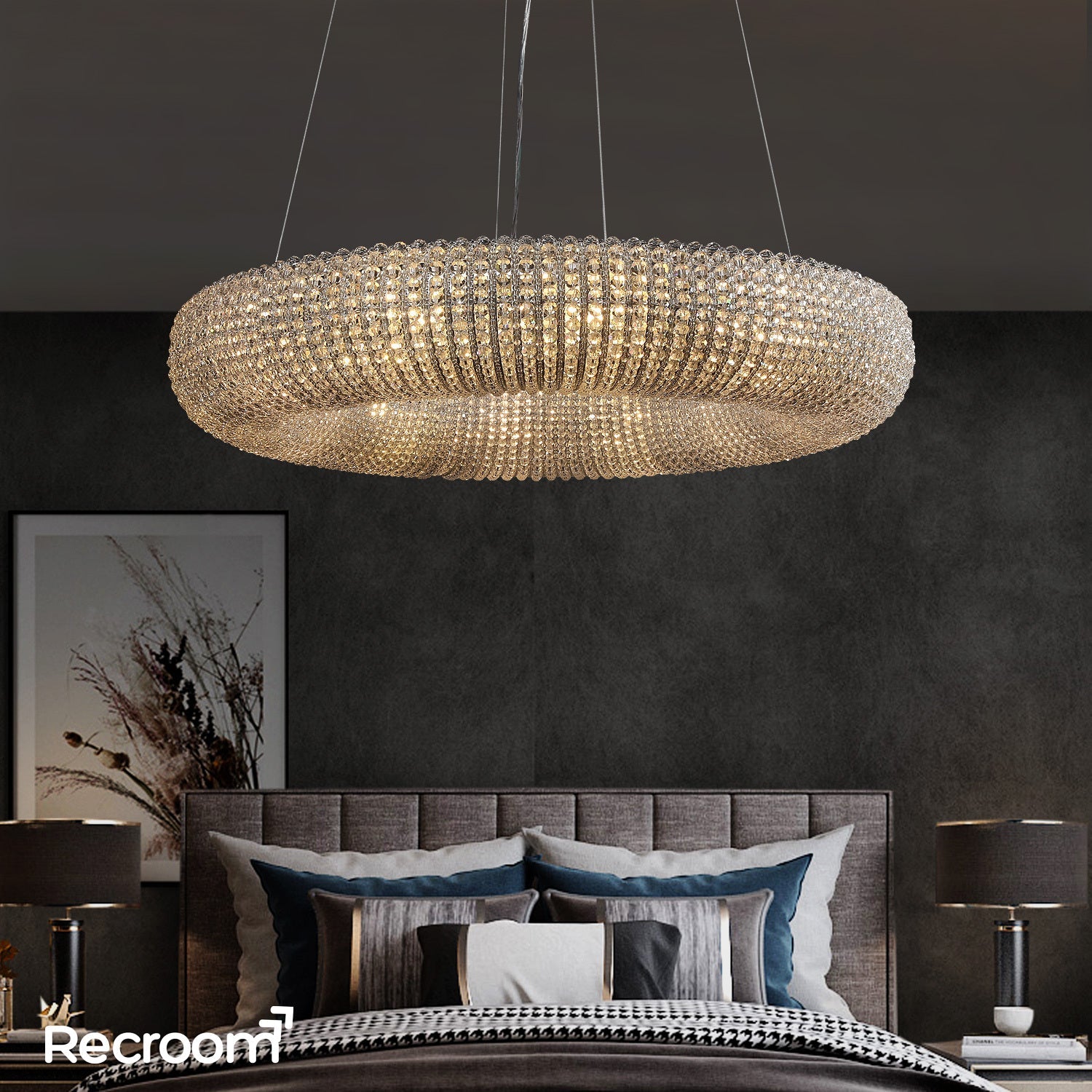 Cristal Hallo Round LED Chandelier 41" - Zonesus