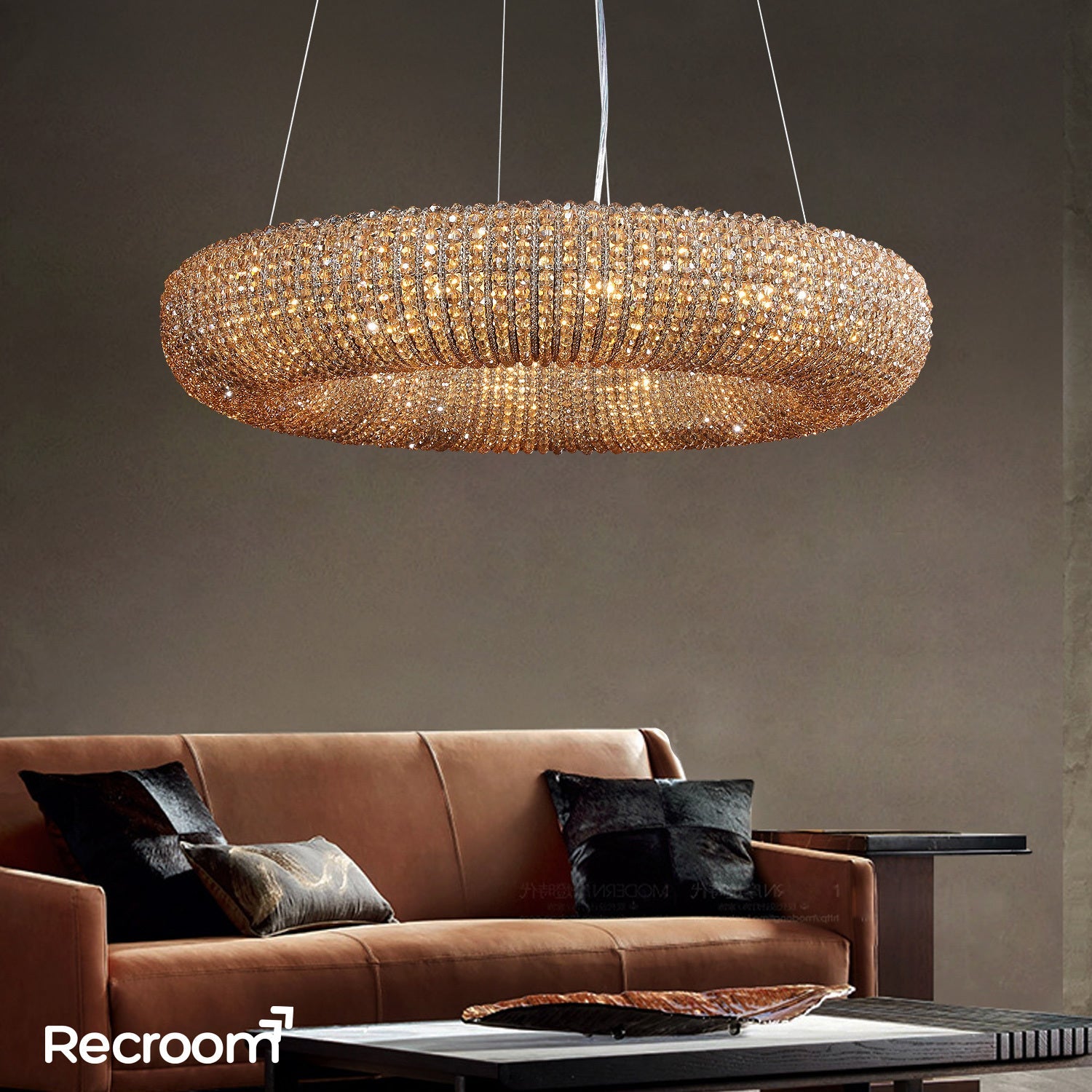 Cristal Hallo Round LED Chandelier 41" - Zonesus