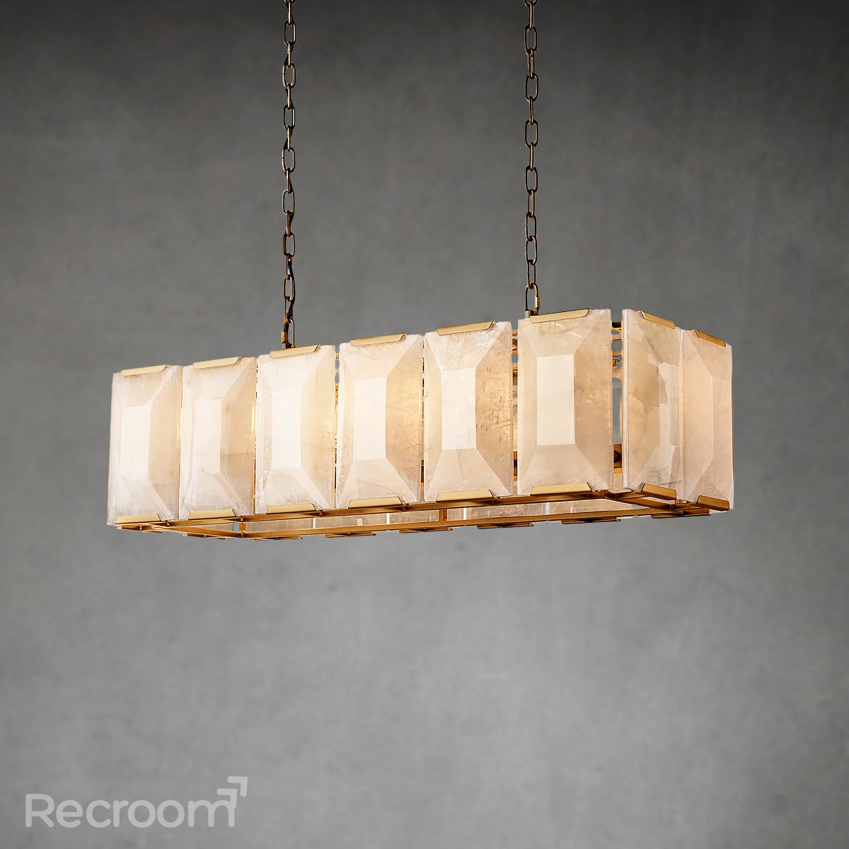 Harllow Calcite Rectangular Chandelier 42" - Zonesus