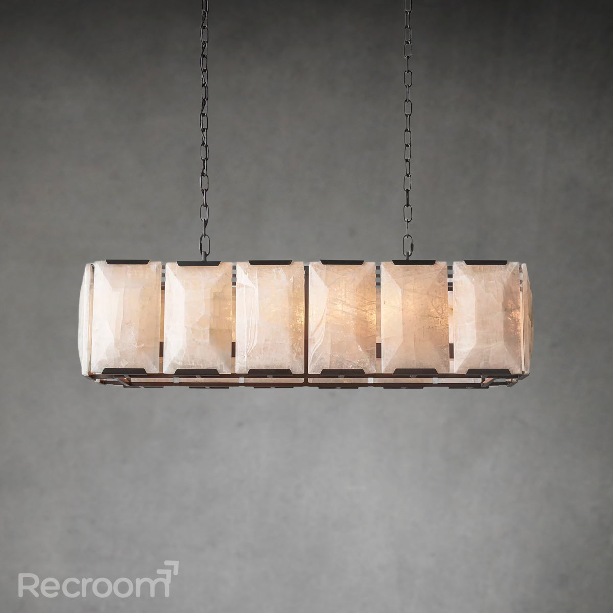 Harllow Calcite Rectangular Chandelier 42" - Zonesus
