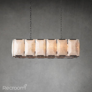 Harllow Calcite Rectangular Chandelier 42" - Zonesus