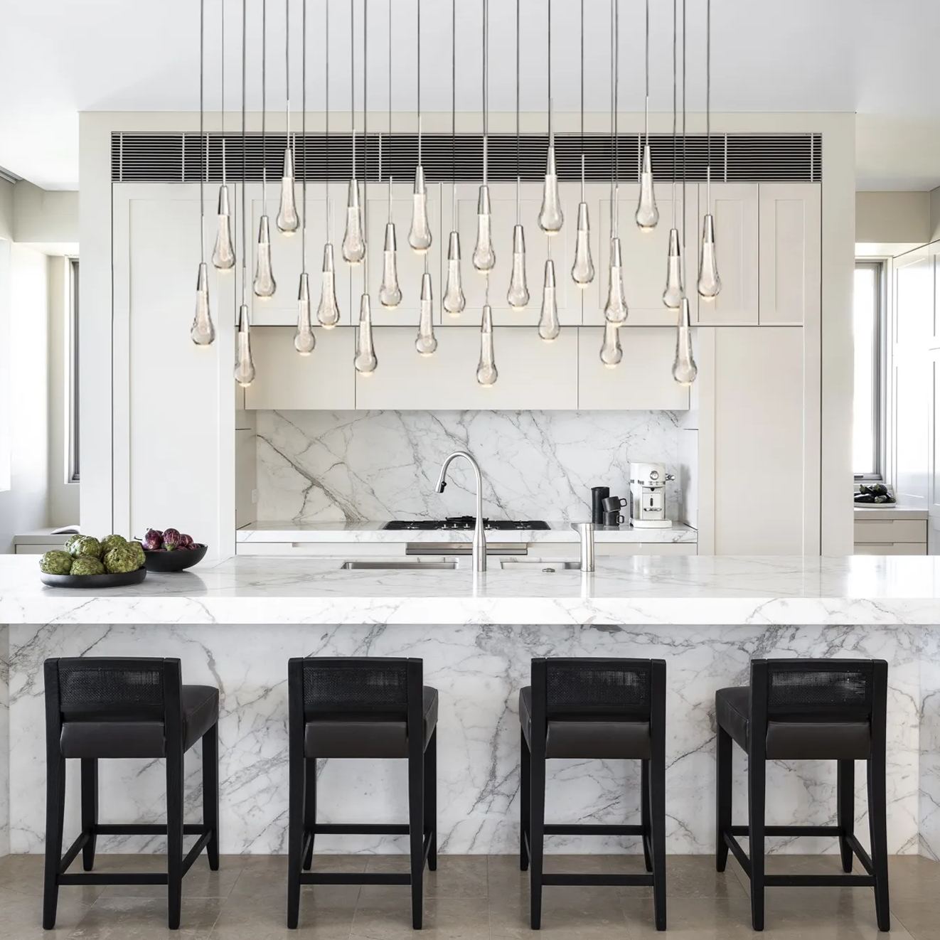 Solitaire Crystal Linear Chandelier 37" 50" 60'' 70" 87" 120''W - Zonesus