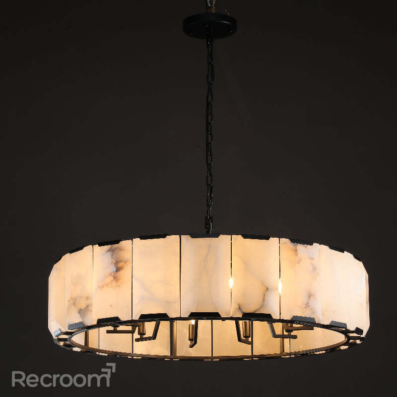 Harllow Calcite Round Chandelier 43" - Zonesus