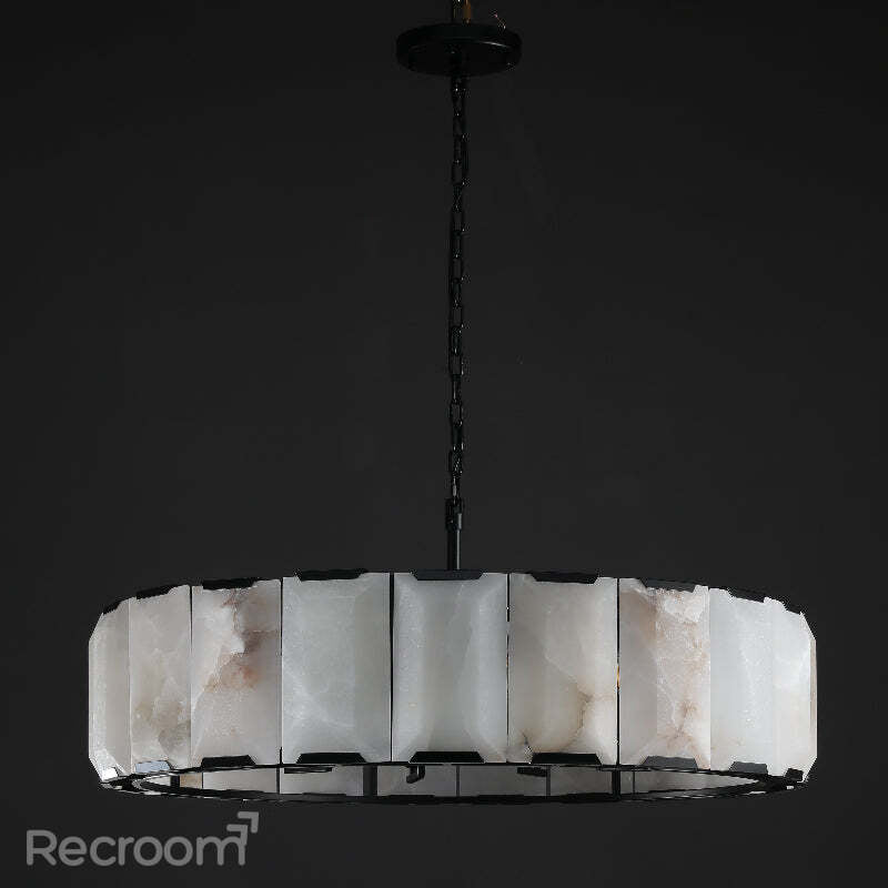 Harllow Calcite Round Chandelier 43" - Zonesus