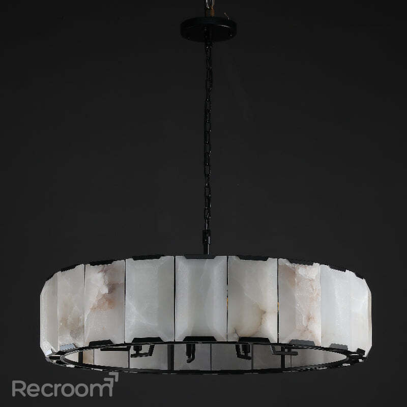 Harllow Calcite Round Chandelier 43" - Zonesus
