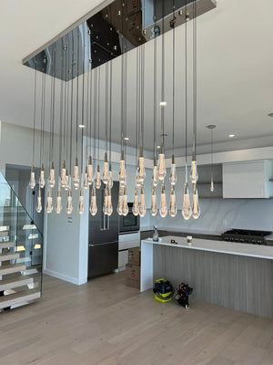 Solitaire Crystal Linear Chandelier 37" 50" 60'' 70" 87" 120''W - Zonesus