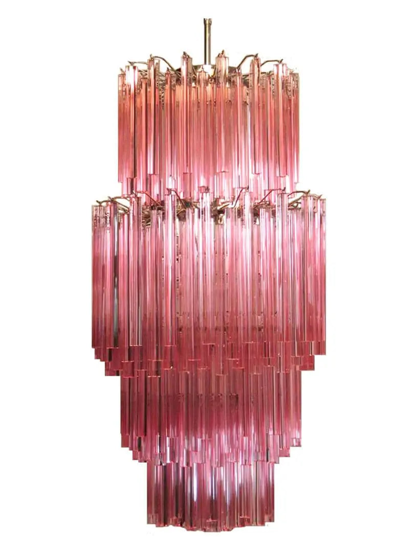 Murano Chandelier – Triedri – Pink – 242 prisms - Zonesus