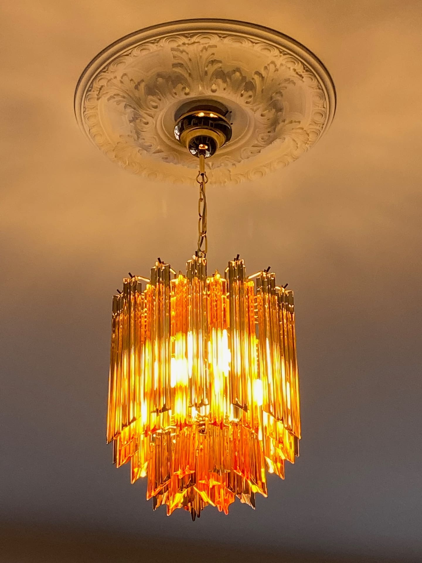 Murano Chandelier – 47 prisms – Amber/Smoked - Zonesus