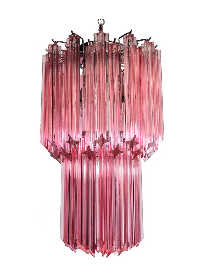 Murano Chandelier – Quadriedri – 46 prisms – Pink - Zonesus