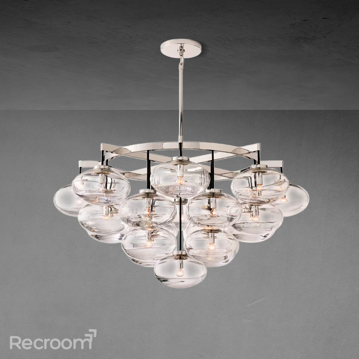 Cabretten Clear Glass Round Chandelier 48" - Zonesus
