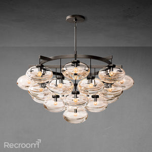 Cabretten Clear Glass Round Chandelier 48" - Zonesus
