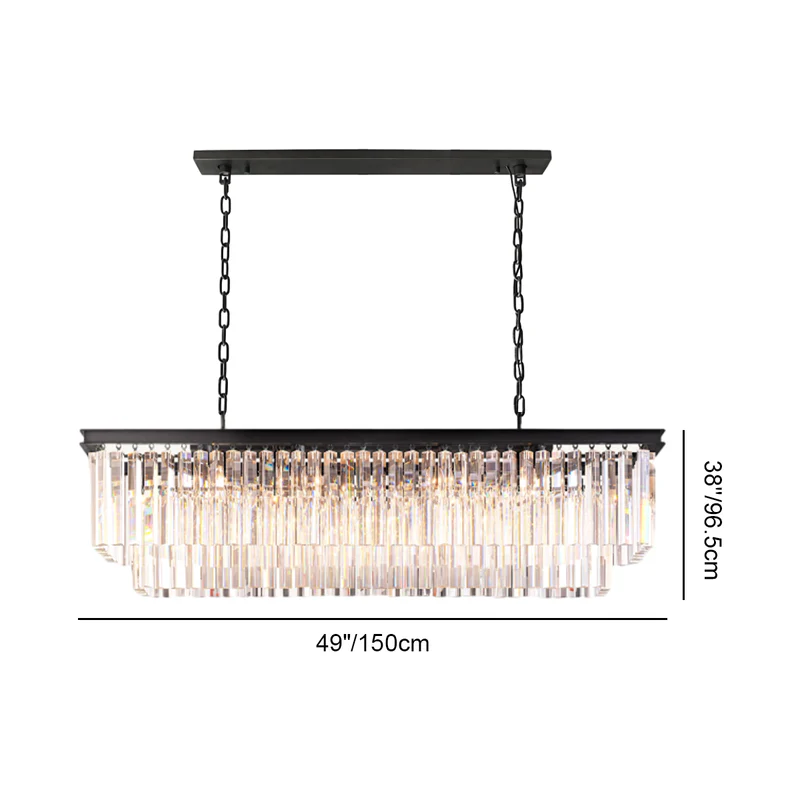 Odean Rectangle Chandelier 40" 49" 59" 72" 2-Layers - Zonesus