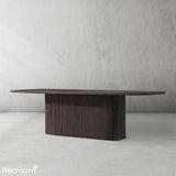 Muelho Pedestal Rectangular Wood Dining Table - Zonesus