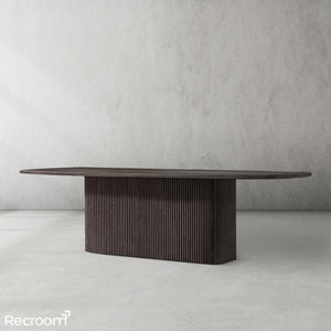 Muelho Pedestal Rectangular Wood Dining Table - Zonesus