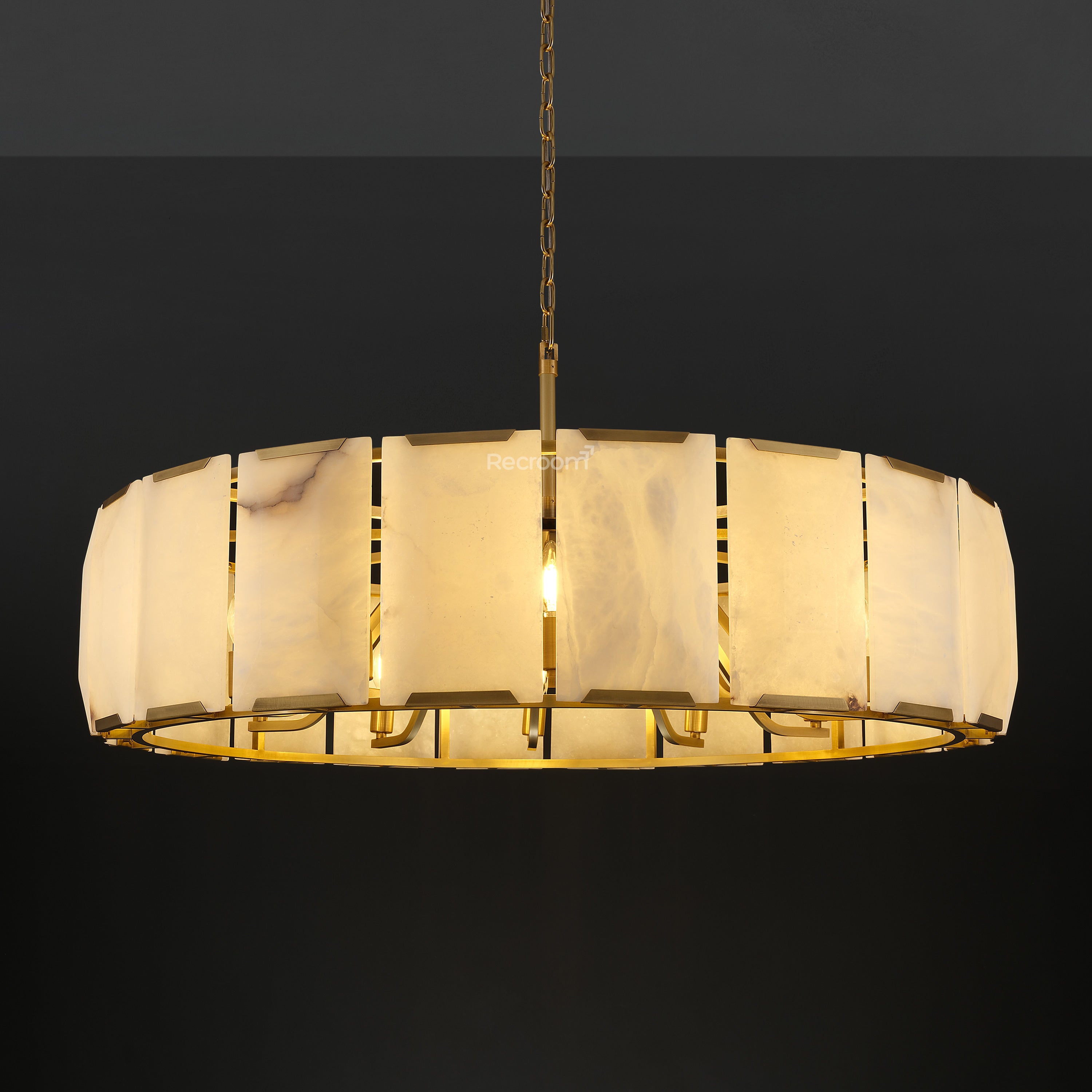Harllow Calcite Round Chandelier 43" - Zonesus