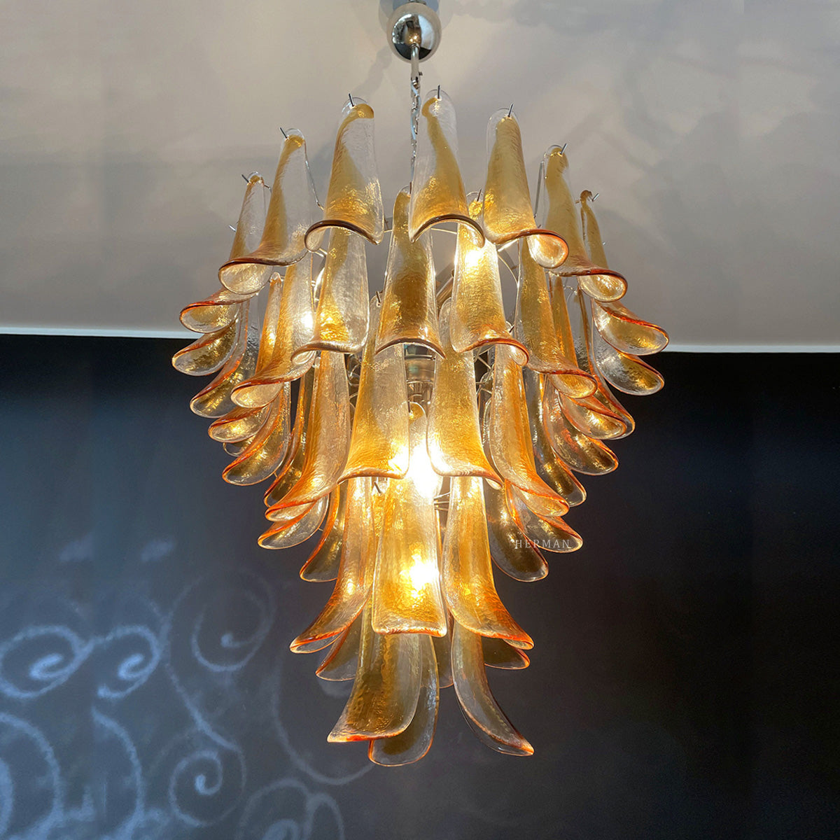 Murano Chandelier – 52 petals – Amber - Zonesus