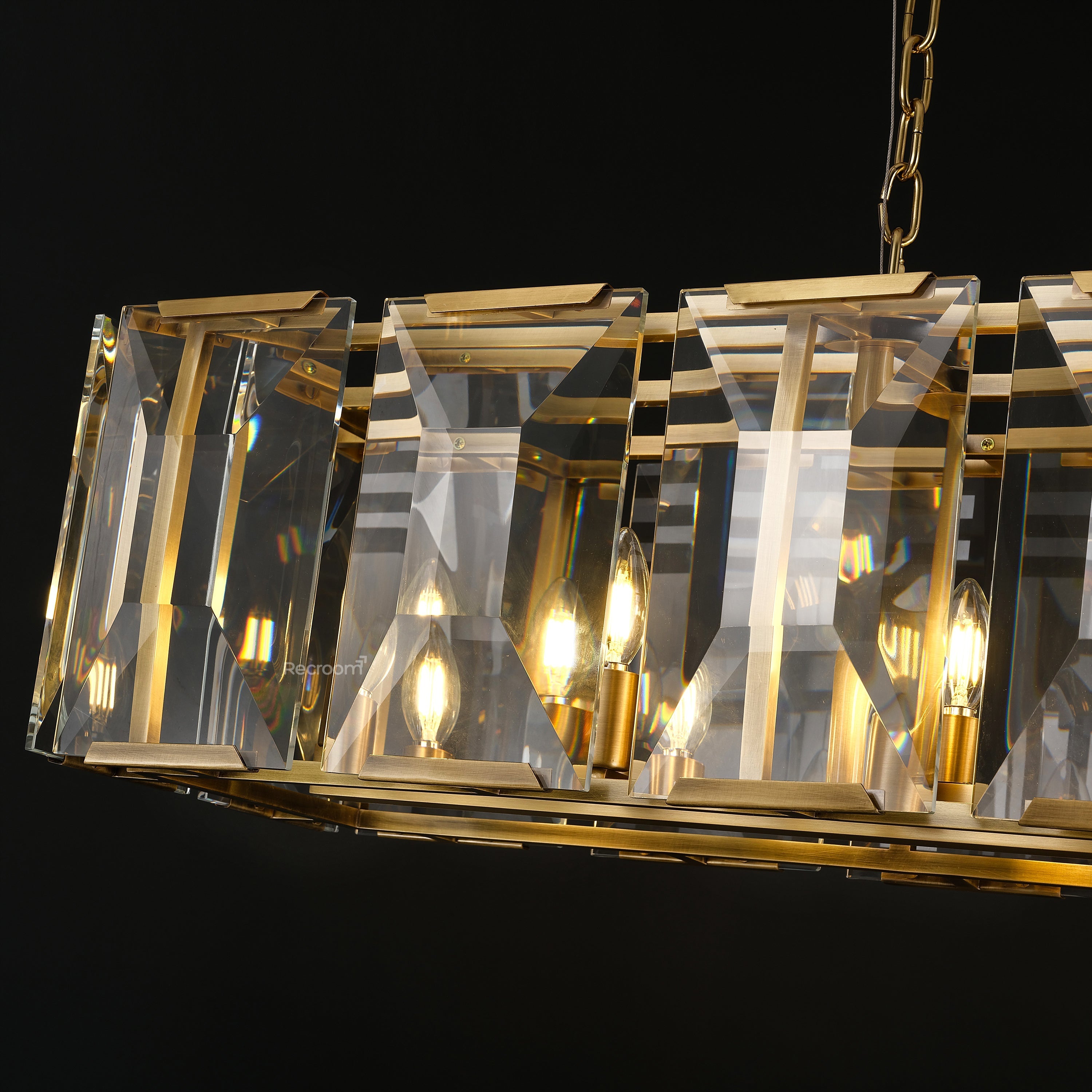 Harllow Multi Crystal Rectangular Chandelier 42“ 54” 62“ 74” - Zonesus