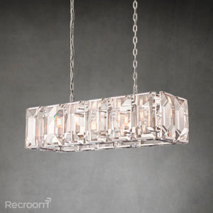 Harllow Multi Crystal Rectangular Chandelier 42“ 54” 62“ 74” - Zonesus