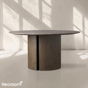 San Germani Round Stone Dining Table with Dauphine Base - Zonesus