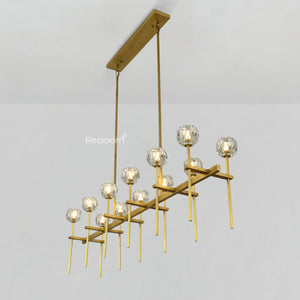 Boulew Crystal Glass Double Linear Chandelier 60" - Zonesus